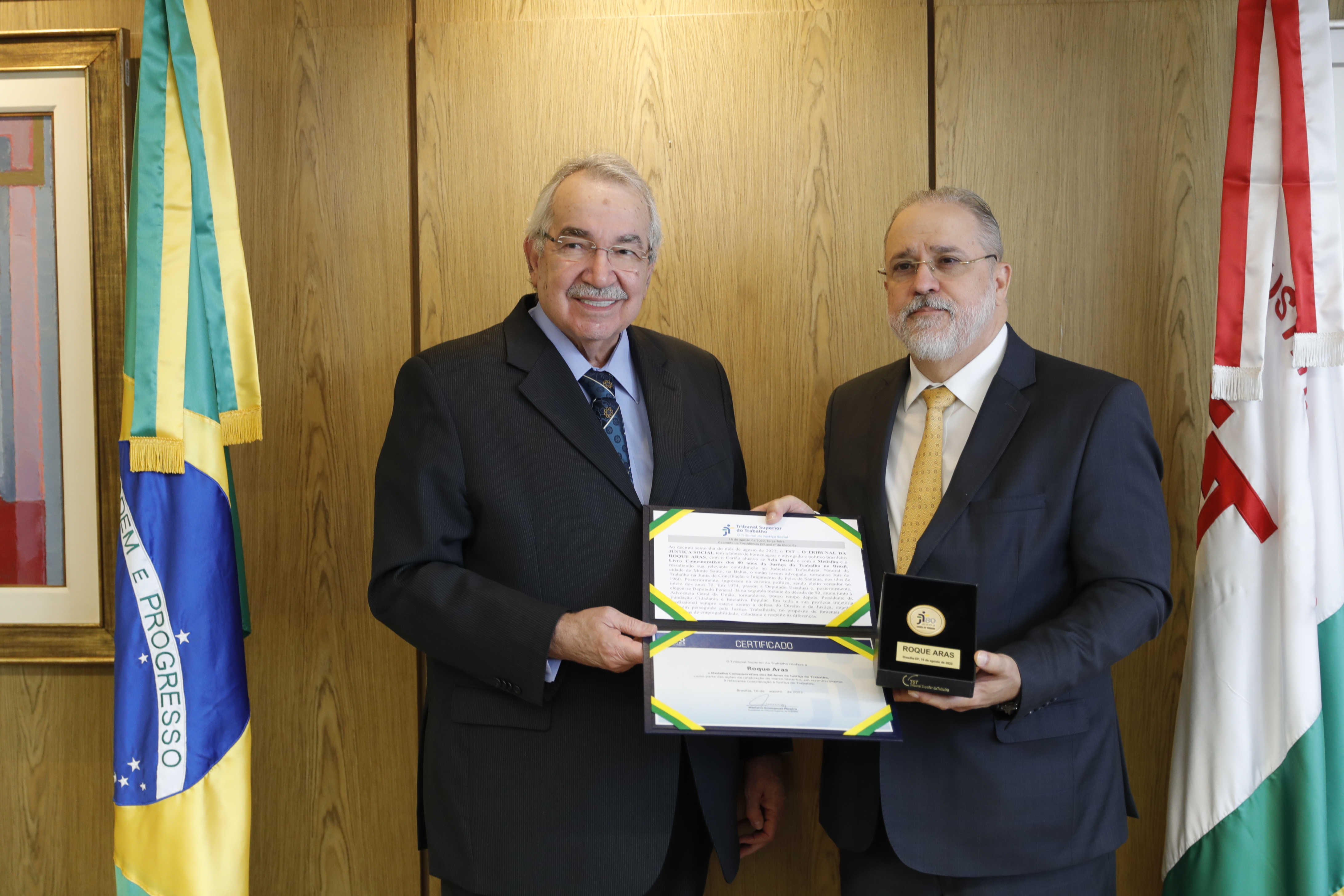 Ministro Emmanoel Pereira, presidente do TST, e Augusto Aras, procurador-geral da República